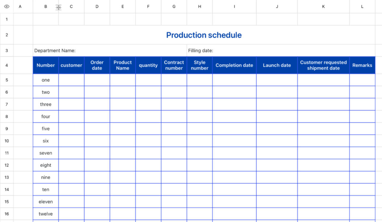Production schedule 1